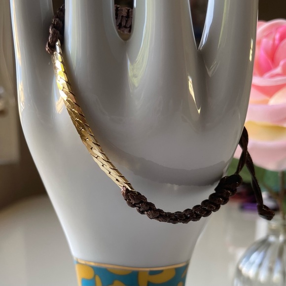 New Gold Chain by the Inch with  Brown Braided Cord  for Men - Picture 2 of 2